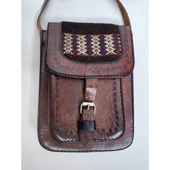 Vintage Leather Aliento Design Crossbody Bag Purse - Picture 1 of 13